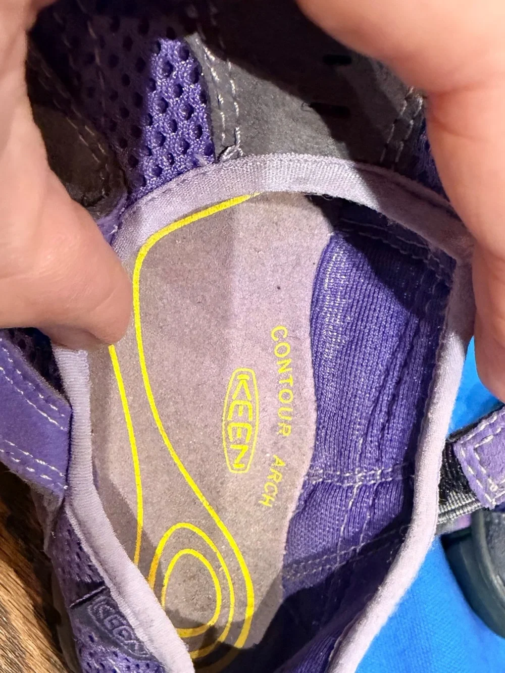 KEEN CNX sz 11 Purple Mesh/Gray Leather Hiking/Water Sandal